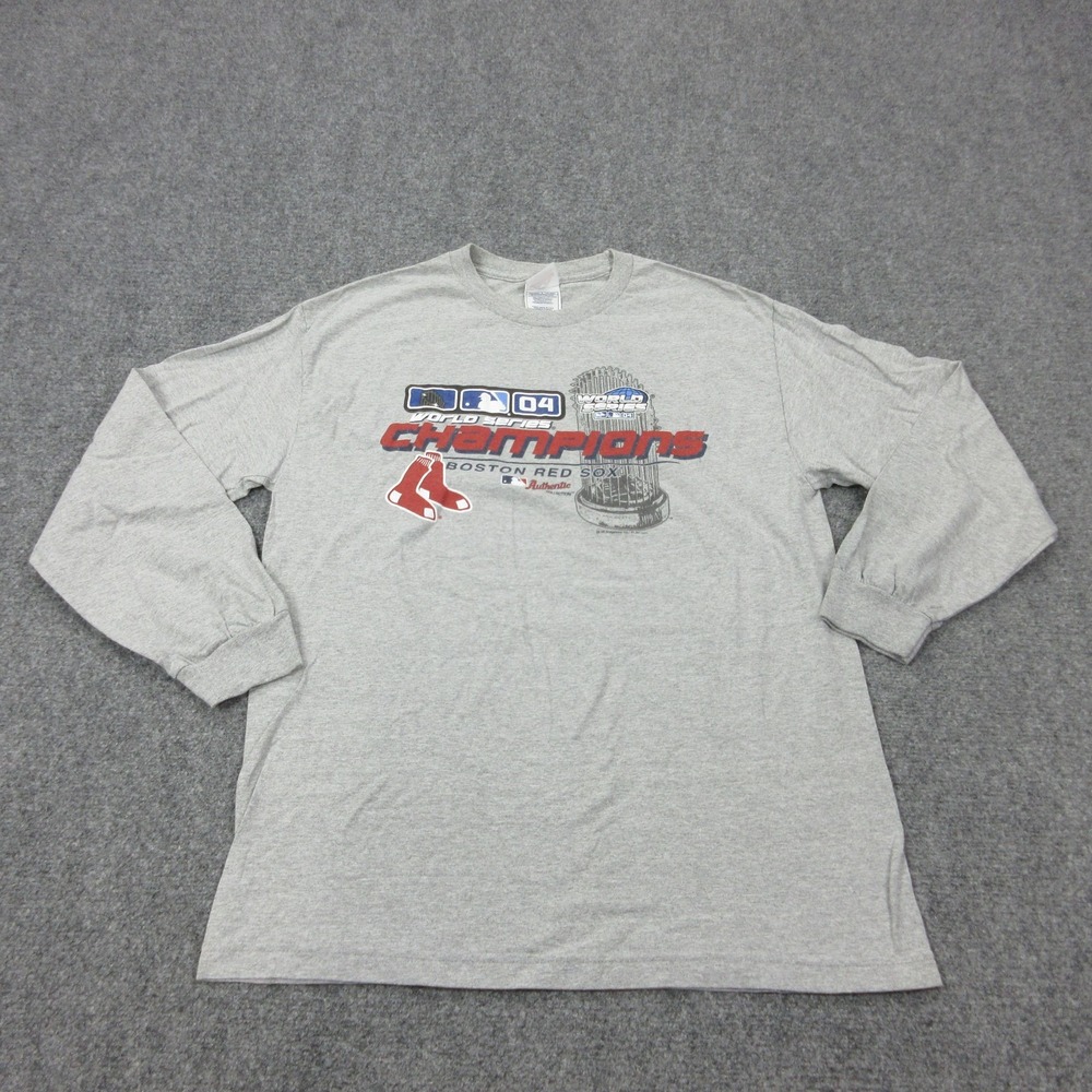 Vintage Boston Red Sox Shirt Mens Large Gray MLB Baseball 2004 Champs Alstyle